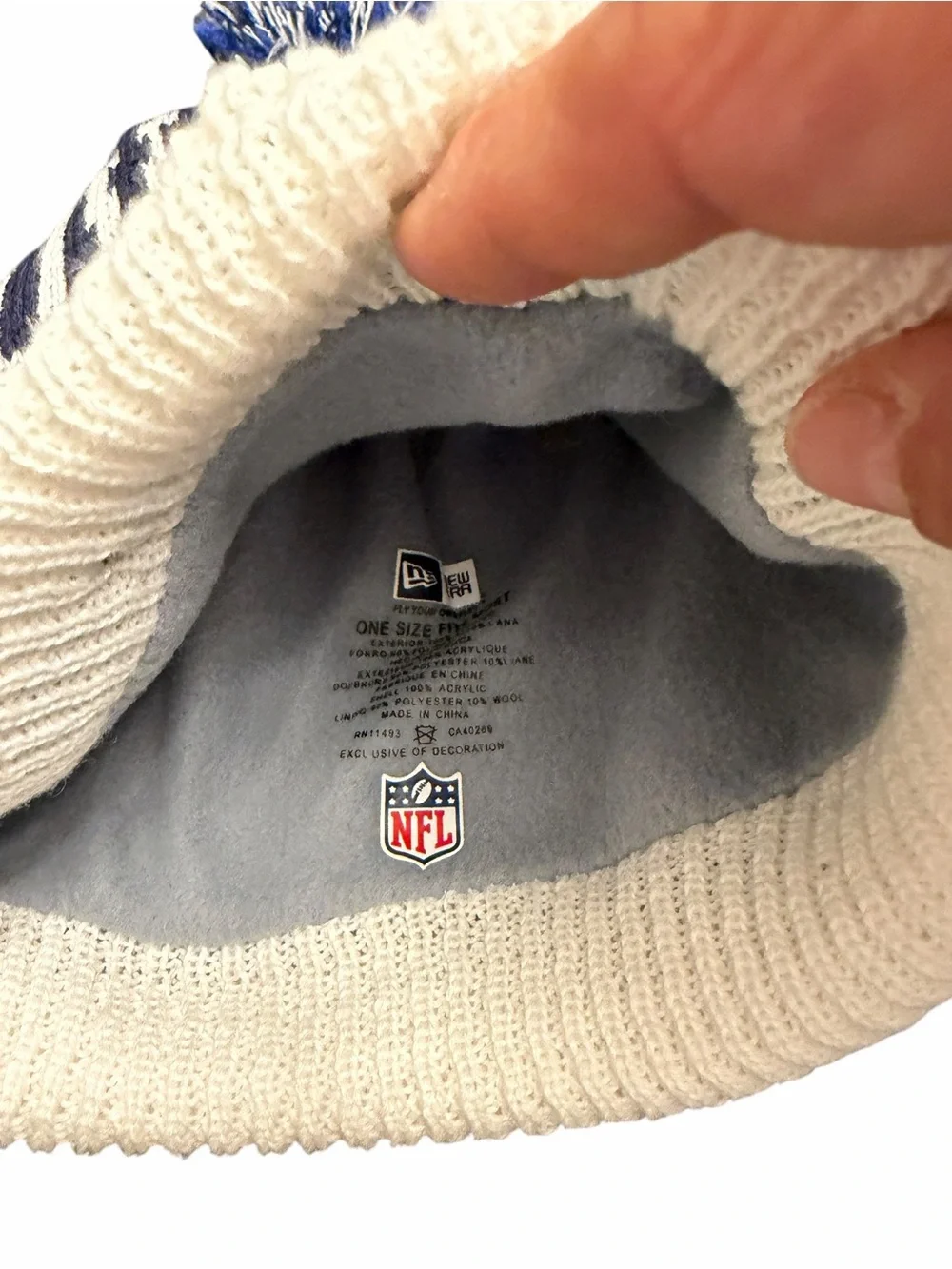 NFL New Era Dallas Cowboys Knit Pom Beanie in Navy and Cream